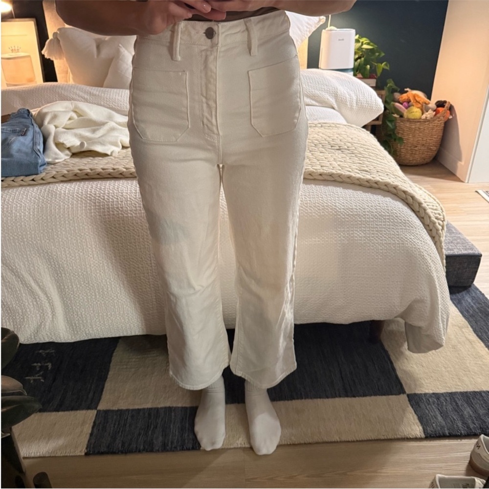 JUST BLACK DENIM: High rise, flared crop ivory denim pant, size 24 - Picture 12 of 14